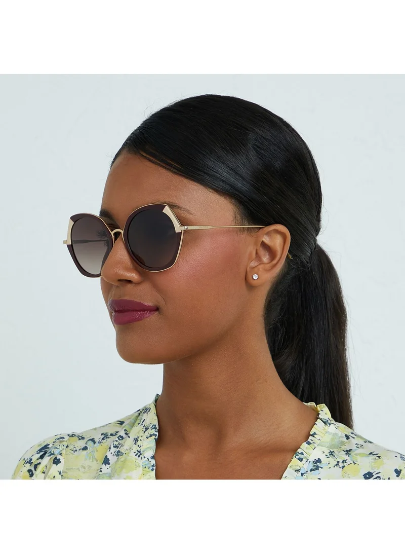 30Sundays MARAIS - La French Collection Women Brown Sunglasses - Frame Material: Metal + Acetate - Lens Color: Brown- Frame Color: Burgundy - Full Rim