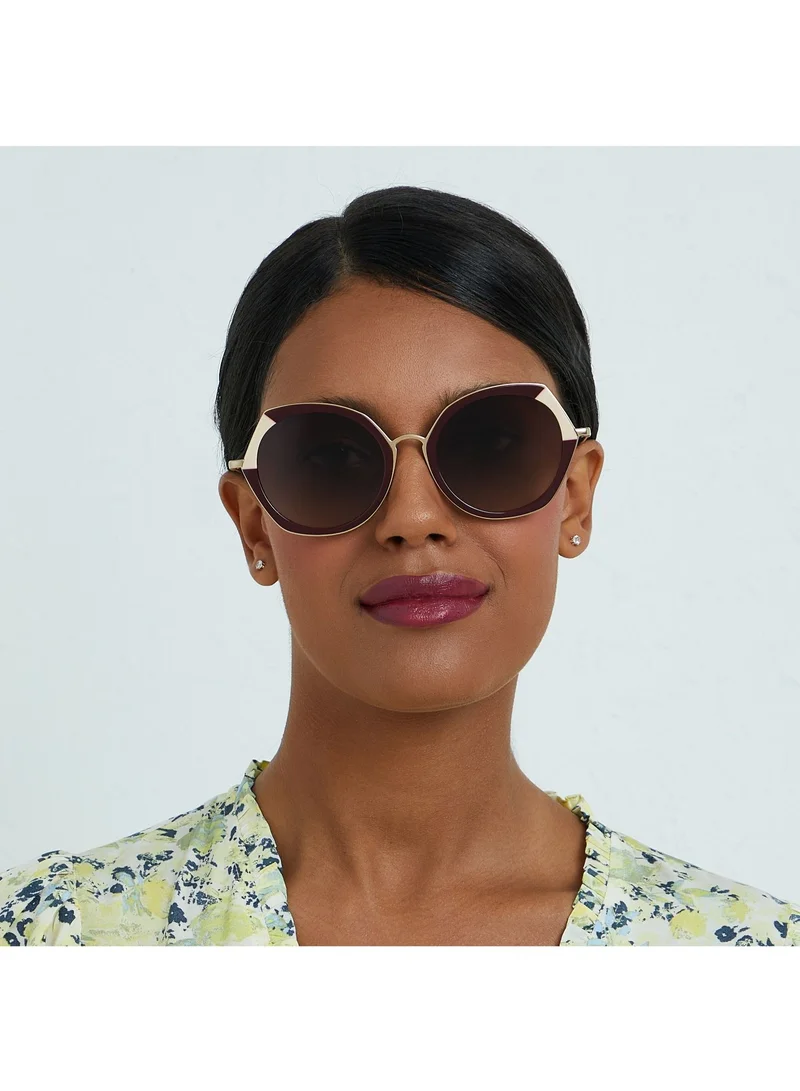 30Sundays MARAIS - La French Collection Women Brown Sunglasses - Frame Material: Metal + Acetate - Lens Color: Brown- Frame Color: Burgundy - Full Rim