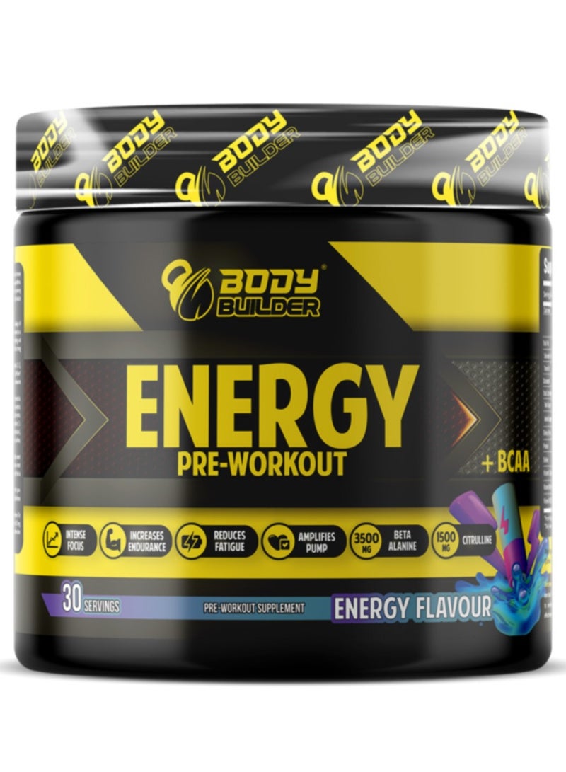 Body Builder Pre workout Plus BCAA Food Supplement, Watermelon, 30 Servings, Intense Focus