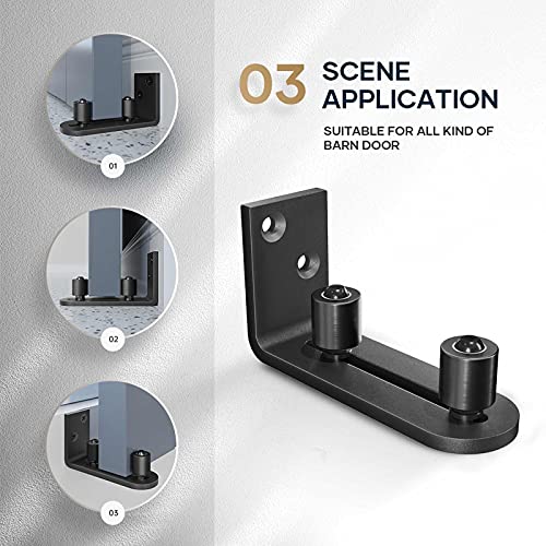 EaseLife Sliding Barn Door Bottom Floor Guide,Ball Bearings Adjustable Stay Roller,Wall Mount System,Flush Flat Bottom Design,2 Assemble Setup Options,Fit All Size Door,Black,4 Pack - Image 2