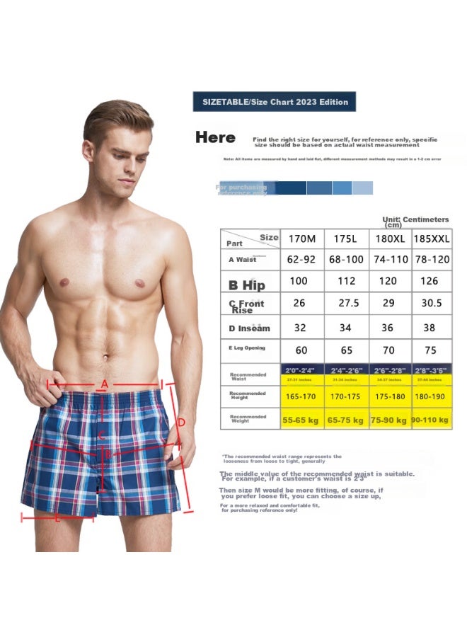 Bxman Loose Arlo Pants Men's Underwear Men's Boxer Shorts Pure Cotton Twill Pajamas 3-pack Cl182029 185xxl - Image 4