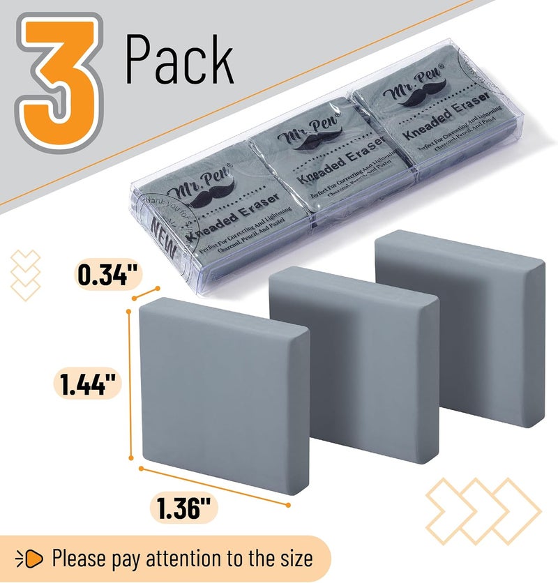 Mr. Pen- Kneaded Eraser, 18 Pack, Gray, Kneaded Erasers for Artists, Art Eraser, Kneadable Erasers, Moldable Eraser, Art Erasers for Drawing, Artist Eraser, - Image 2