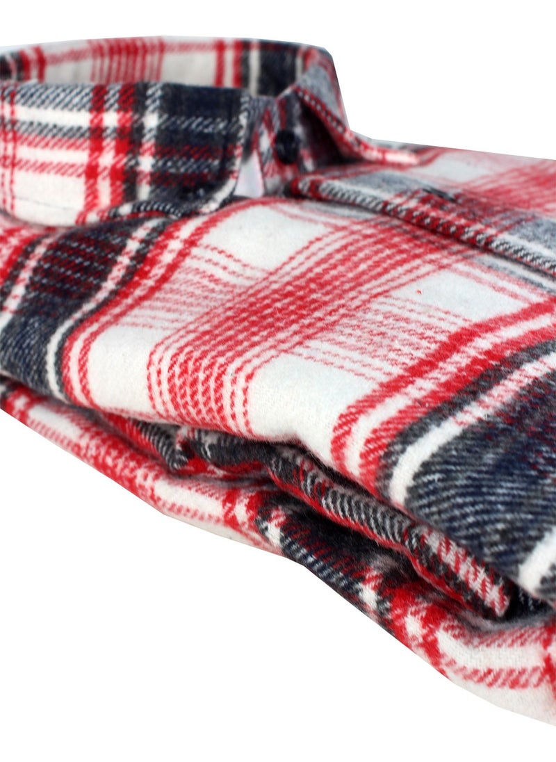Varetta - Men's Red Thick Winter Classic Wide Cut Lumberjack Shirt with Pockets - Image 1