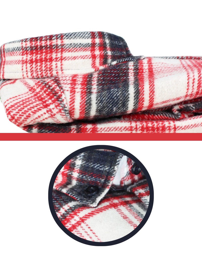 Varetta - Men's Red Thick Winter Classic Wide Cut Lumberjack Shirt with Pockets - Image 1