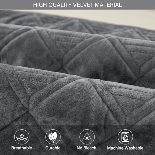 DEEPDREAM Deep Dream Sectional Couch Cover, Couch Cover, 1 Piece Armrest Covers, Backrest Covers, Anti-Slip Armrest Cover for Dogs Cats Recliner Loveseat Sofa L Shaped, 28 x 28 Inch -Dark Grey (1 Piece) - Image 3