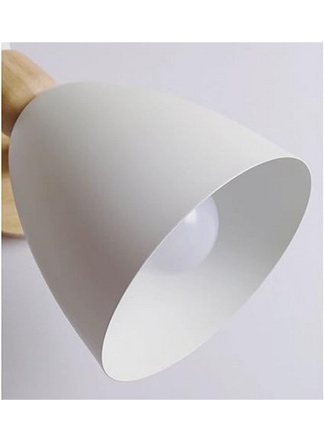 kinis Wall Sconces, Adjustable Macaron Bedside Wall Lamp Wood Wall Mount Light with Bell Head Metal Shade for Living Room Bedside Bedroom Indoor Doorway, White (Pack of 1, Without Bulb) - Image 4