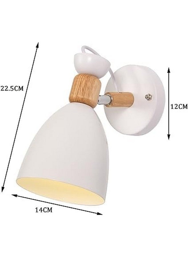 kinis Wall Sconces, Adjustable Macaron Bedside Wall Lamp Wood Wall Mount Light with Bell Head Metal Shade for Living Room Bedside Bedroom Indoor Doorway, White (Pack of 1, Without Bulb) - Image 5