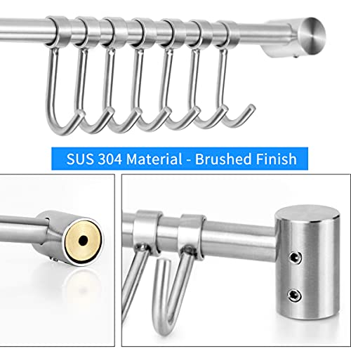 Audmore 15.6 Inch Wall Mounted Pots and Pans Hanging Rack, 304 Stainless Steel, Rust Resistant, Space Saving, Easy Installation, 7 Sliding Hooks, 1 Pack - Image 3