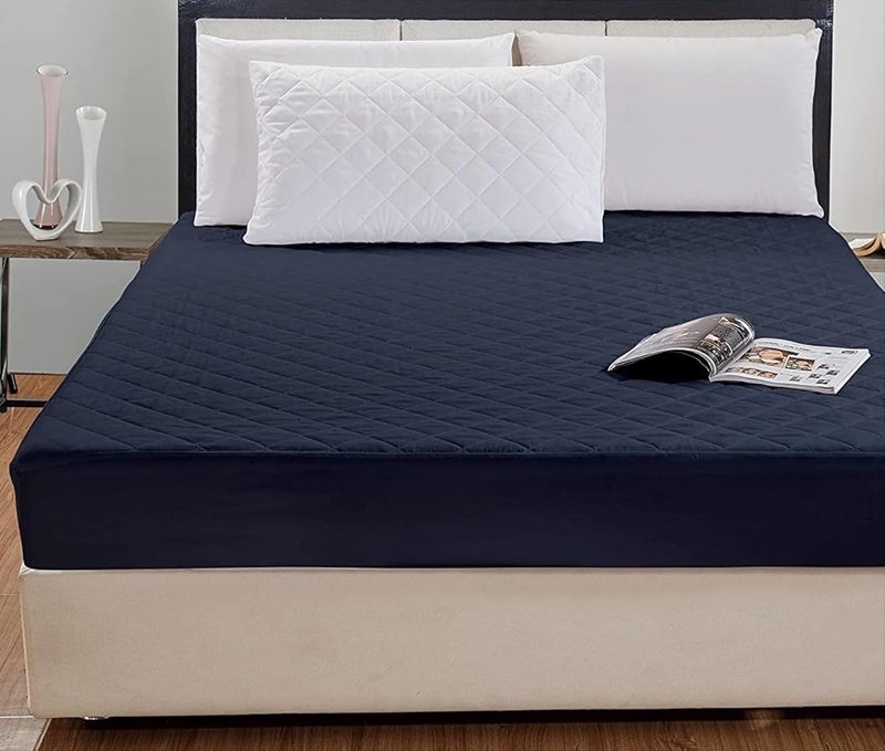 A CUBE LUXURY SOLUTIONS A Cube Luxury Solutions Waterproof 260 GSM Quilted Cotton Mattress ProtectorCover Bed Protector King Size 78X72 65 x 6 Feet Blue78X72  - Image 1