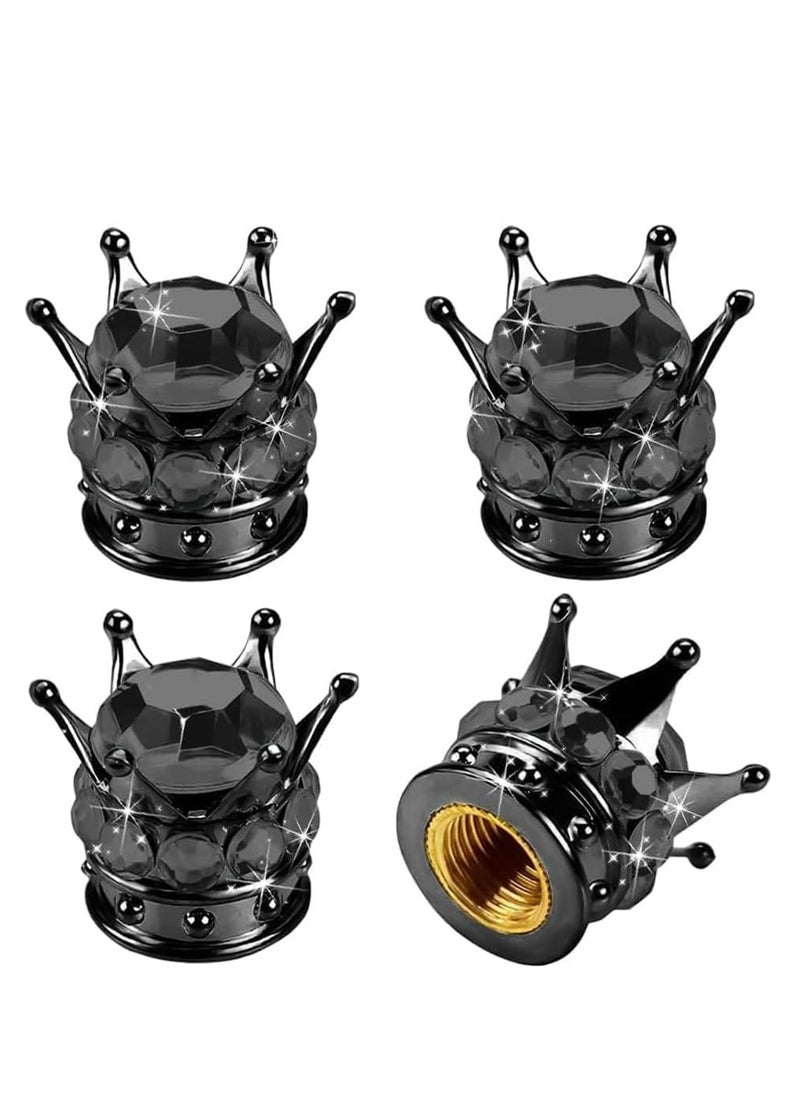 Oasisgalore 4 Pack Black Bling Tire Valve Stem Caps, Dustproof Car Accessories, Universal Fit for Autos, Trucks, Motorcycles.  - Image 1