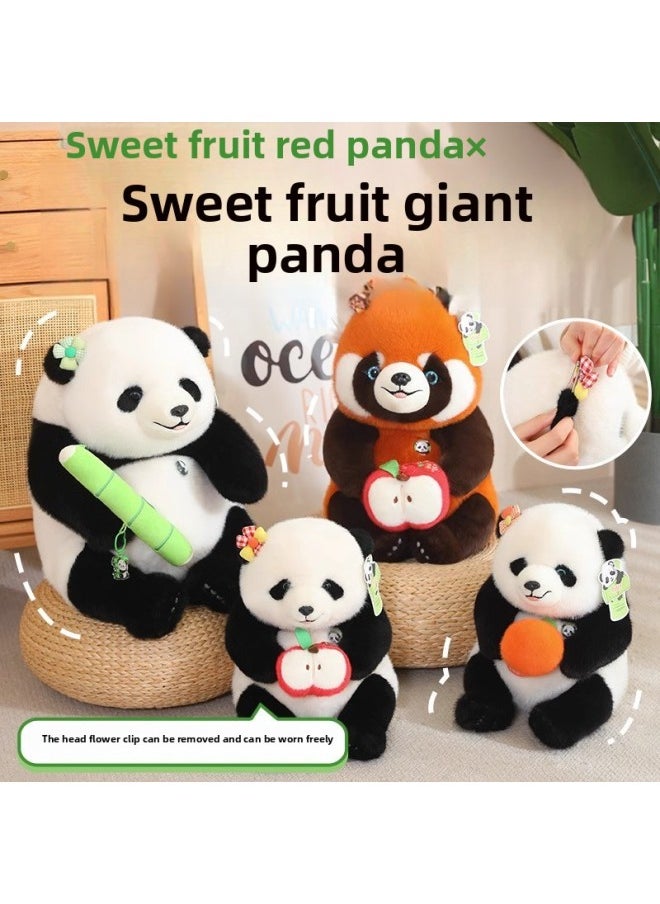 Art Velvet Workshop Little Panda Sweet Fruit Flower Plush Toy Giant Panda Backpack Doll Girls Gift-Color:Persimmon Ruyi-Height:Yi Rong Fang Sweet Fruit Hanhan Backpack [36cm]  - Image 2
