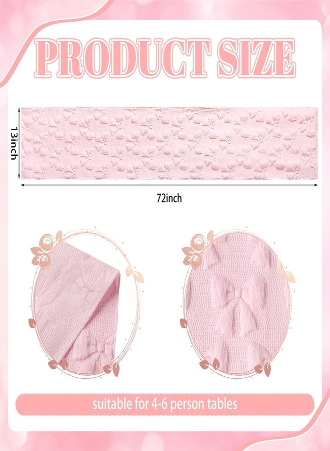 Breling Pink Bow Table Runner Coquette Room Decor Bedside Cute Dresser Scarf Faux Fur Soft Coquette Bow Table Cover for Birthday Baby Shower Party Kitchen Dining Desk Decoration, 12" x 72" - Image 2
