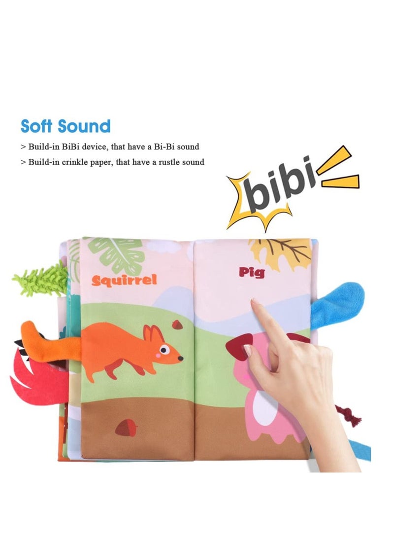 SYOSI Soft Baby Book for Babies 0-3-6-12 Months, Interactive 3D Baby Cloth Books, Newborn Toys Gifts Car Seat Toys Hanging Toys Crinkle Tail Book for Baby Present - Image 4