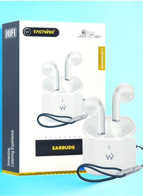 Original Bluetooth headset from Fastwin, a wireless Bluetooth headset that supports wireless charging, features clear sound and noise isolation, works on all mobile phones such as iPhone, Galaxy, Huawei