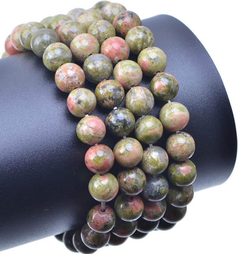 LPBeads 100PCS 8mm Natural Unakite Beads Gemstone Round Loose Beads for Jewelry Making with Crystal Stretch Cord - Image 4
