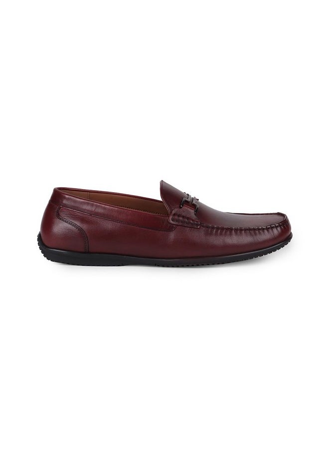 LOUIS PHILIPPE - Louis Philippe Men Maroon Casual Leather Loafers - Image 1