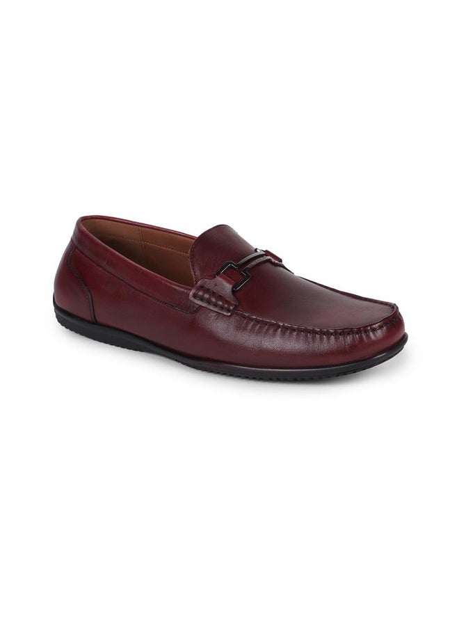 LOUIS PHILIPPE - Louis Philippe Men Maroon Casual Leather Loafers - Image 1
