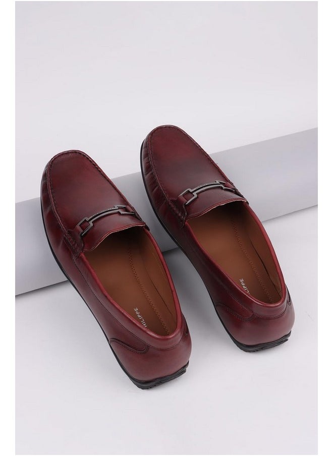 LOUIS PHILIPPE - Louis Philippe Men Maroon Casual Leather Loafers - Image 1