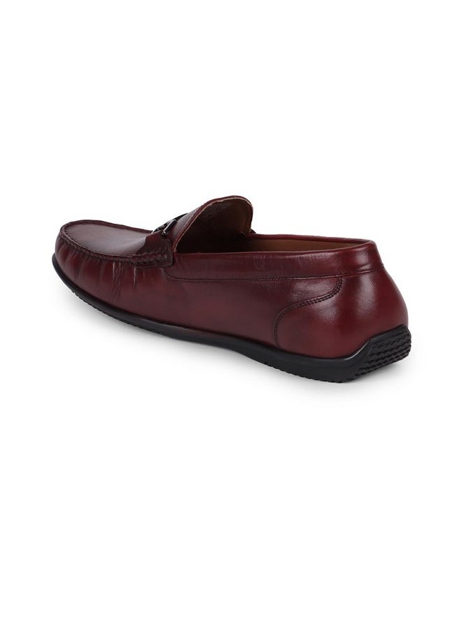LOUIS PHILIPPE - Louis Philippe Men Maroon Casual Leather Loafers - Image 1