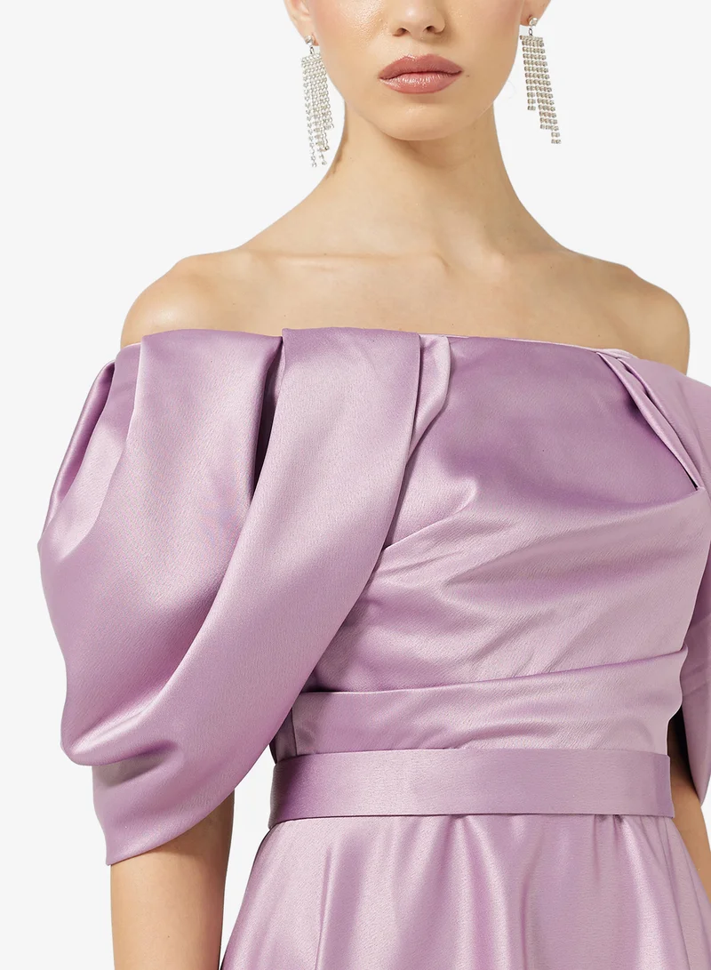 Namshi x Off Shoulder Draped A Line Dress
