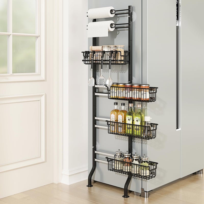 bukfen 6-Tier Slim Corner Shelf,Spice Rack Next to Fridge Slim,Narrow Storage Cabinet Organizer for Kitchen,Bathroom - Image 1