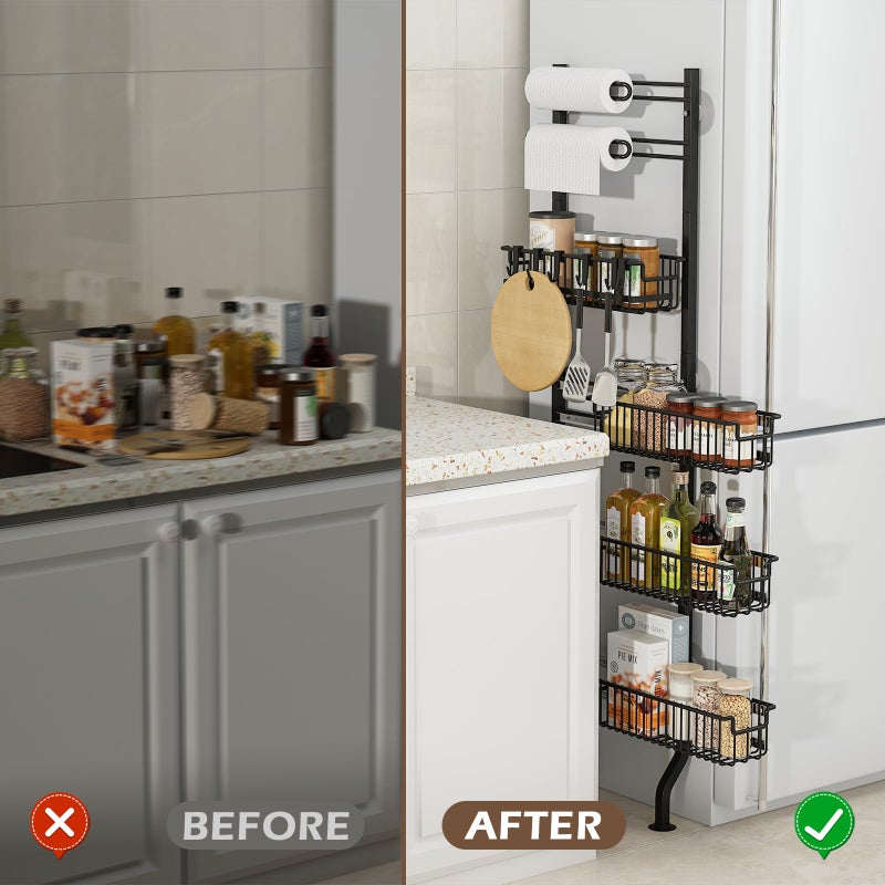 bukfen 6-Tier Slim Corner Shelf,Spice Rack Next to Fridge Slim,Narrow Storage Cabinet Organizer for Kitchen,Bathroom - Image 4