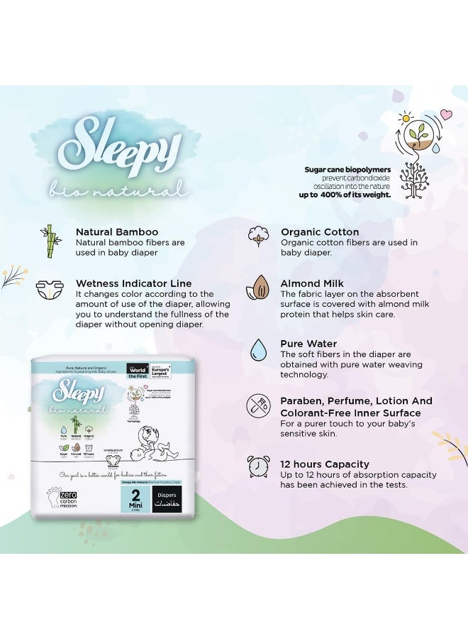 Sleepy Pack Of 68 Baby Bio Natural Premium Size 2 Diapers, 3 - 6 Kg  - Image 5