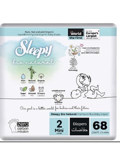 Sleepy Pack Of 68 Baby Bio Natural Premium Size 2 Diapers, 3 - 6 Kg  - Image 1