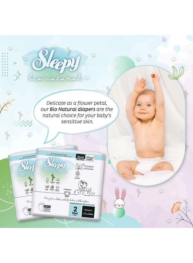 Sleepy Pack Of 68 Baby Bio Natural Premium Size 2 Diapers, 3 - 6 Kg  - Image 2