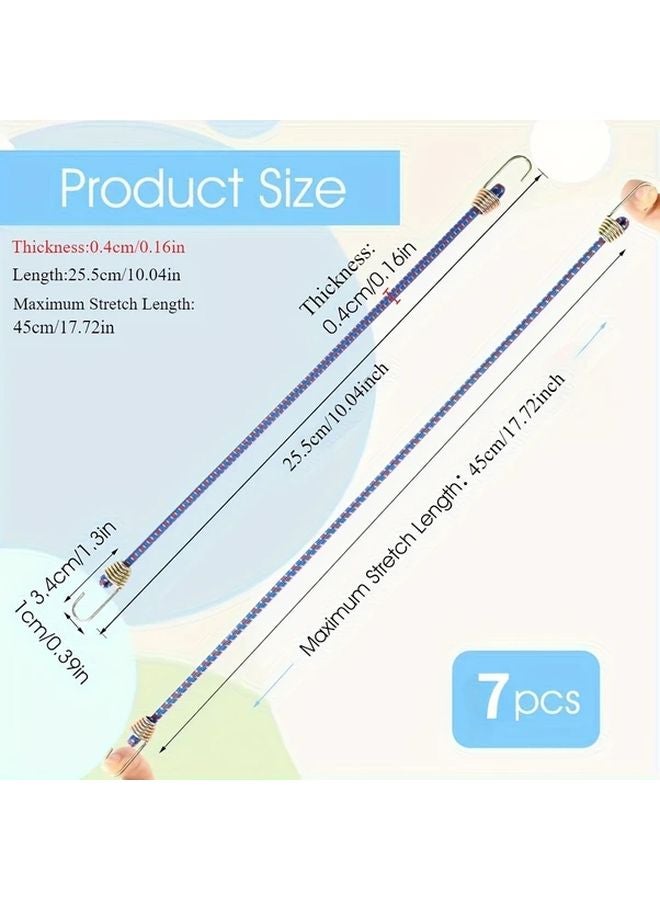 7pcs Black High Elasticity Rubber Bands with Double Metal Hooks Stretchable Straps for Cargo Tarps Bikes Tents - Image 3