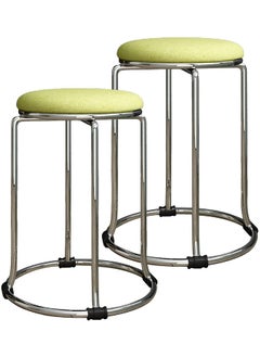 INDIAN DECOR INDIAN DECOR 45225 Stacking ChairsStools Home Stainless Steel Dining Stool Round Stool Living Room Metal Sofa Stool Shoe Changing Stool Makeup Stool 45CM Pack of 1Biege  - Image 3