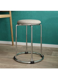 INDIAN DECOR INDIAN DECOR 45225 Stacking ChairsStools Home Stainless Steel Dining Stool Round Stool Living Room Metal Sofa Stool Shoe Changing Stool Makeup Stool 45CM Pack of 1Biege  - Image 4
