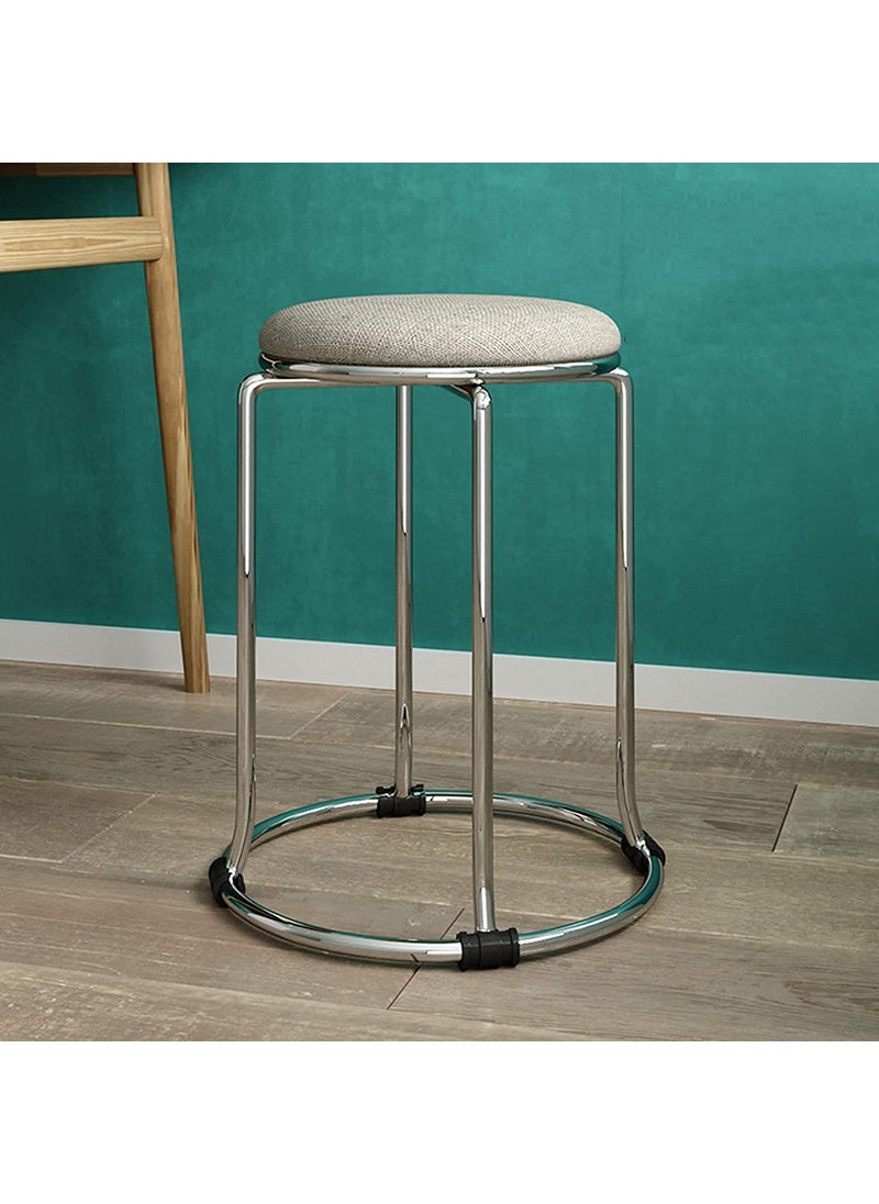 INDIAN DECOR INDIAN DECOR 45225 Stacking ChairsStools Home Stainless Steel Dining Stool Round Stool Living Room Metal Sofa Stool Shoe Changing Stool Makeup Stool 45CM Pack of 1Biege  - Image 4