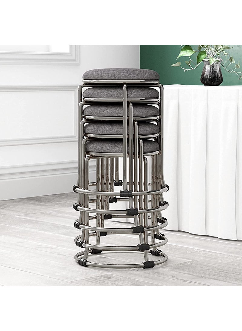 INDIAN DECOR INDIAN DECOR 45225 Stacking ChairsStools Home Stainless Steel Dining Stool Round Stool Living Room Metal Sofa Stool Shoe Changing Stool Makeup Stool 45CM Pack of 1Biege  - Image 5