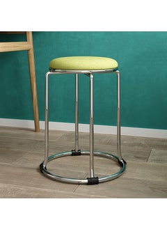 INDIAN DECOR INDIAN DECOR 45225 Stacking ChairsStools Home Stainless Steel Dining Stool Round Stool Living Room Metal Sofa Stool Shoe Changing Stool Makeup Stool 45CM Pack of 1Biege  - Image 1