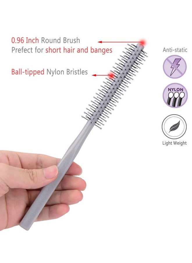 Perfehair PERFEHAIR Small Mini Plastic Round Hair Styling Brush with Nylon Bristle for Short Hair Blow Drying, 1 Inch Diameter Barrel  - Image 4
