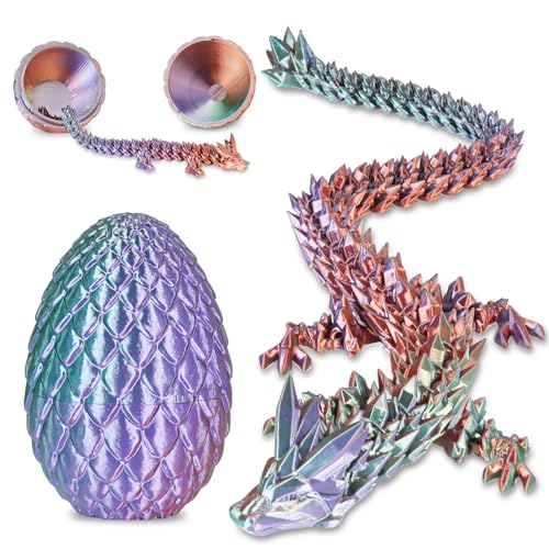 Olee Odee Dragon Eggs with Dragon Inside 3D Printed Surprise Funny Gifts for Kids Articulated Dragon Fidget Toys for Adults Executive Desk Toys Office Room Dcor Gradient BlueGreenBrown MSize - Image 1