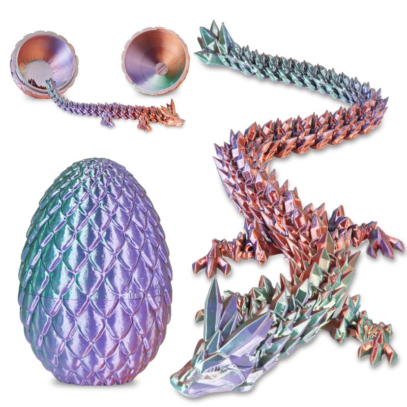 Olee Odee Dragon Eggs with Dragon Inside 3D Printed Surprise Funny Gifts for Kids Articulated Dragon Fidget Toys for Adults Executive Desk Toys Office Room Dcor Gradient BlueGreenBrown MSize - Image 3