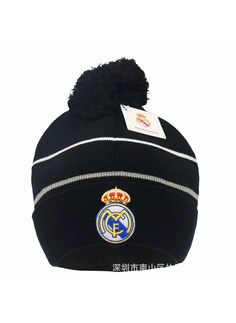 Generic Knitted Embroidered Football Team Beanie with Pom Real Madrid 