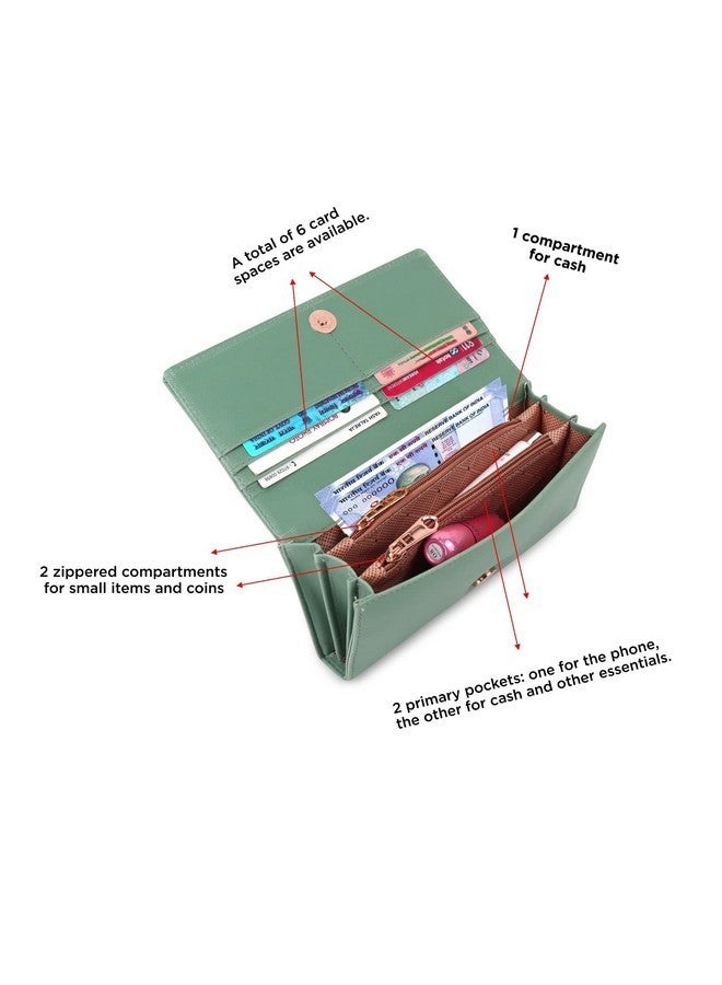 NFI essentials PU Women,s Wallet Stylish Clutch Wallets with Zipper Pocket Ladies Travel Purse Women Money Purse Multi Card Holders Long Wallets for Phone Purse - Image 3