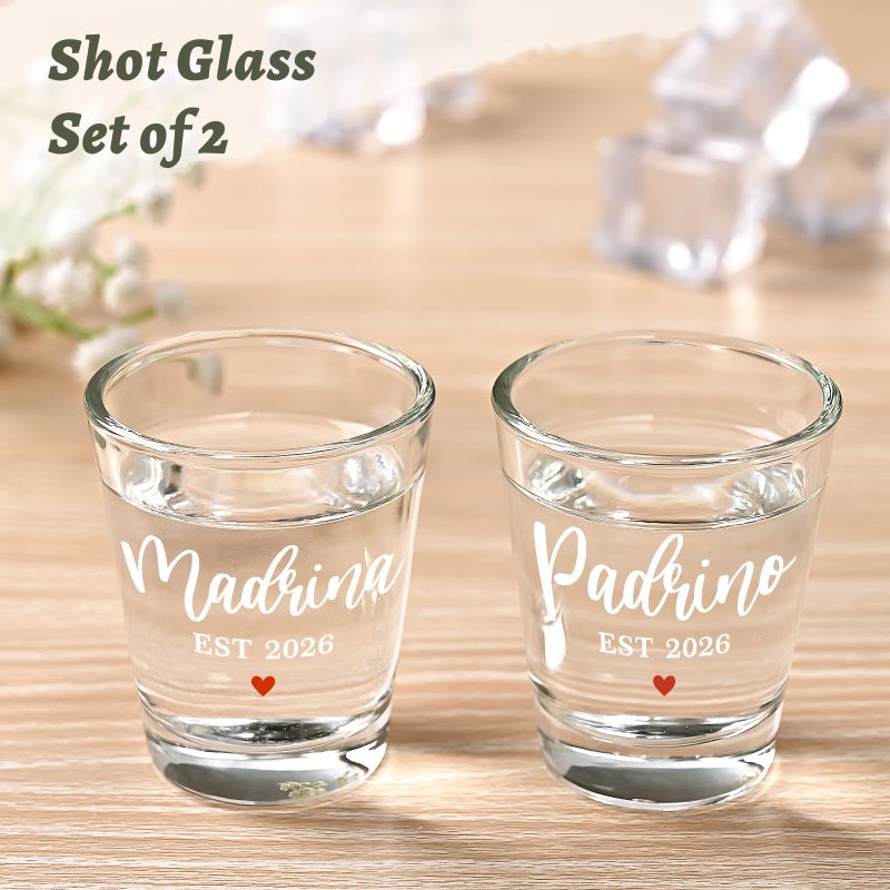 Futtumy Godparents Proposal Gift, 2OZ Padrino Madrina Est 2026 Shot Glasses, Godmother Proposal Gift, Padrinos Madrina Proposal Gifts for Godmother Godfather on Christmas Party Holiday Birthday(2 PCS) - Image 5