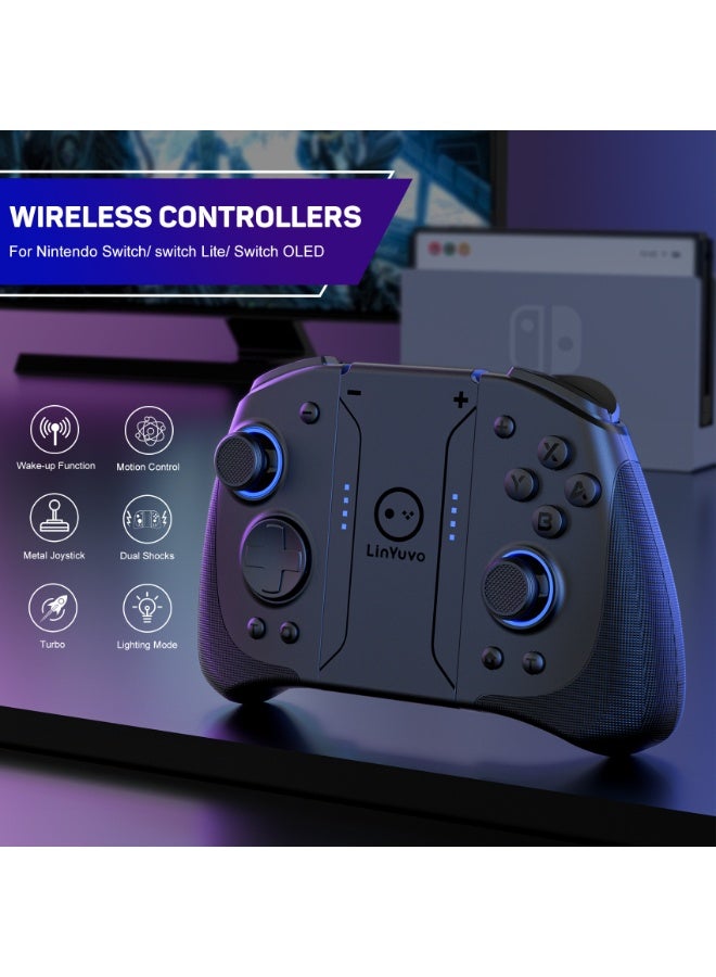 general Classic Joypad LinYuvo KS33 Bluetooth Gaming Controller for Switch, Switch Lite, Switch OLED with 8 Colors RGB Light, Metal Joystick, Six-Axis Gyroscope, Turbo Function, Adjustment Dual Vibration, Wake-Up Function, Motion Control - Image 5