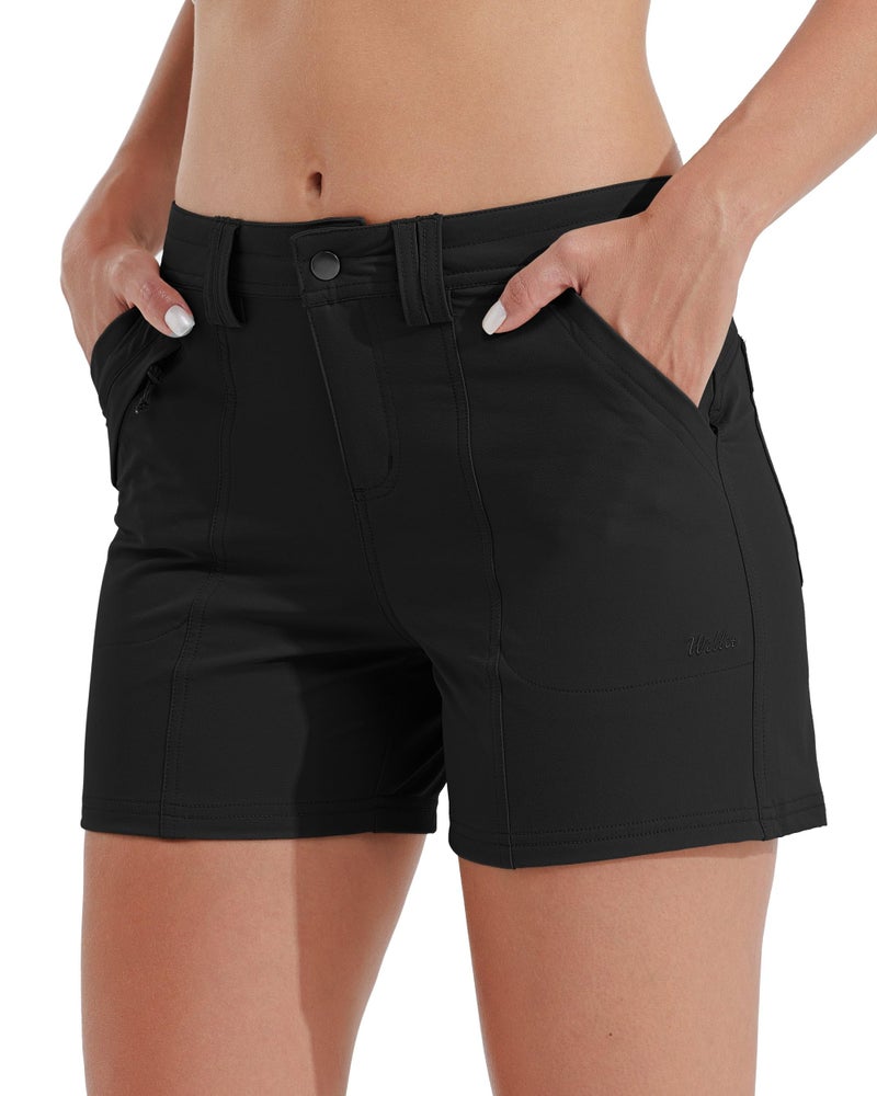 Willit Women's Golf Hiking Shorts Quick Dry Athletic Casual Summer Shorts with Pockets 4.5 in Black 18 - Image 1