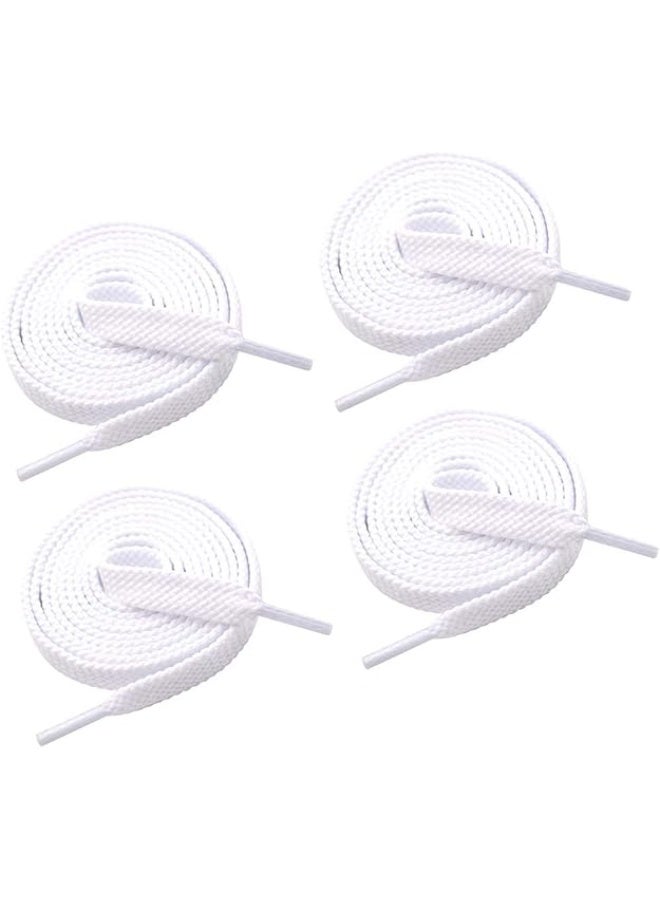 4 أزواج من أربطة الأحذية المسطحة 8 مم للأحذية الرياضية، أربطة للأحذية الرياضية والأحذية الجري وحبال البوت (أبيض) - Image 1