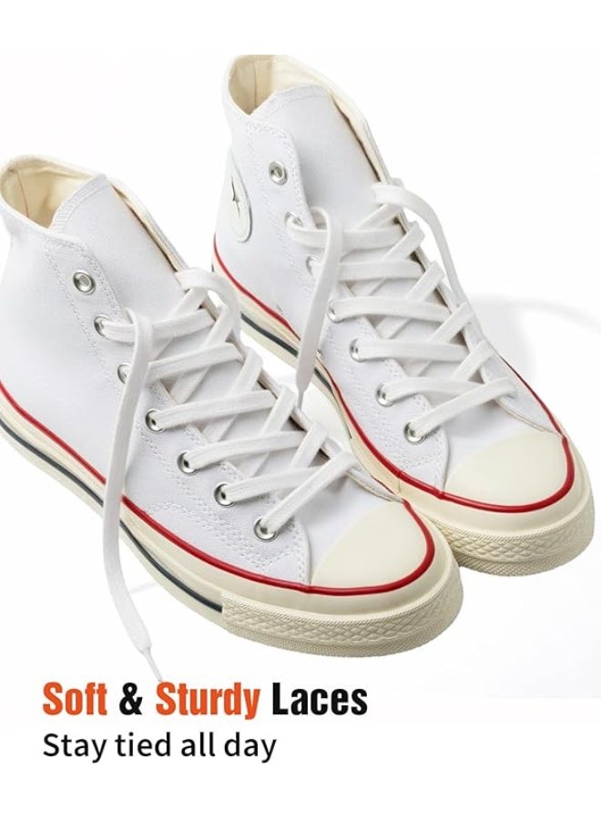 4 أزواج من أربطة الأحذية المسطحة 8 مم للأحذية الرياضية، أربطة للأحذية الرياضية والأحذية الجري وحبال البوت (أبيض) - Image 2