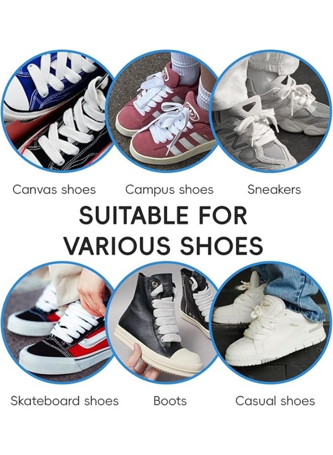 4 أزواج من أربطة الأحذية المسطحة 8 مم للأحذية الرياضية، أربطة للأحذية الرياضية والأحذية الجري وحبال البوت (أبيض) - Image 5