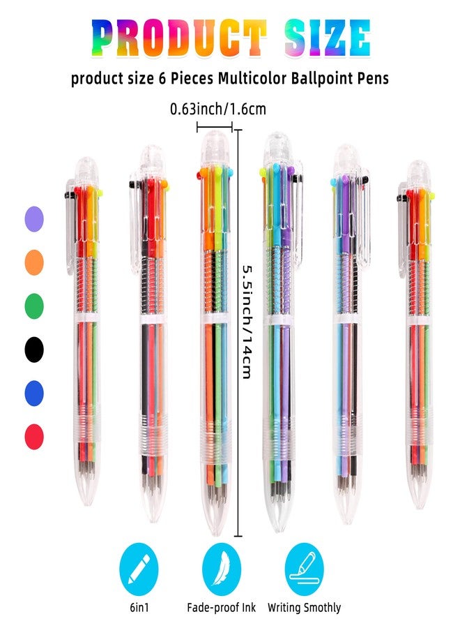 DAIKOYE Ballpoint Pens 6 PCS 0.5mm 6-in-1 Multicolor Ballpoint Pens Birthday Party Favors Gifts - Image 2