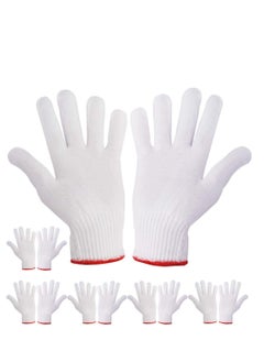 KASTWAVE 6 Pairs Hand Working Gloves Safety Grip Protection Work Gloves Men Women BBQ Thicker Industry Knitted Cut Repair Gloves Durable String Knit Light Weight for Work Safety Thick Cotton  - Image 1