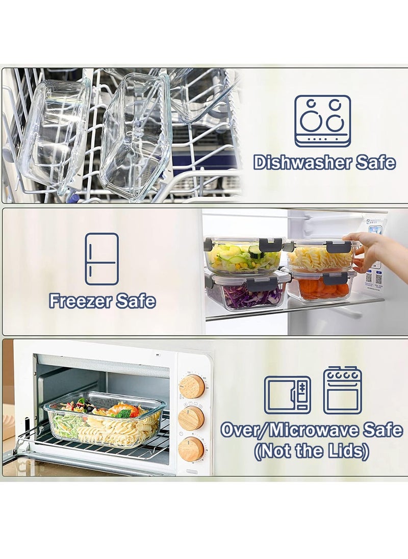 Relex 3 Pack Glass Meal Prep Containers, Glass Storage Containers with Insulation Bag,  Airtight Bento Boxes for Microwave, Oven, Freezer(Blue)  - Image 4