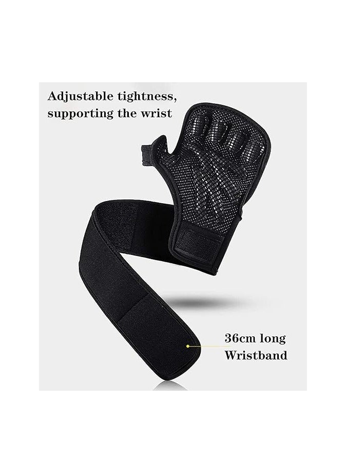 Halamine Gym Gloves For Hot Weather，Gym Gloves for Women,Ventilated Gym Gloves with Wrist Support and Weight Lifting Straps-Multi-Sport Training Gloves for Cycling, Weightlifting (Black) - Image 2